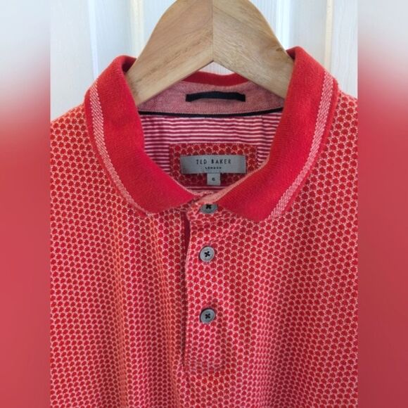Ted Baker Polo Geometric Print Red 6 (US XXL) - Picture 4 of 10